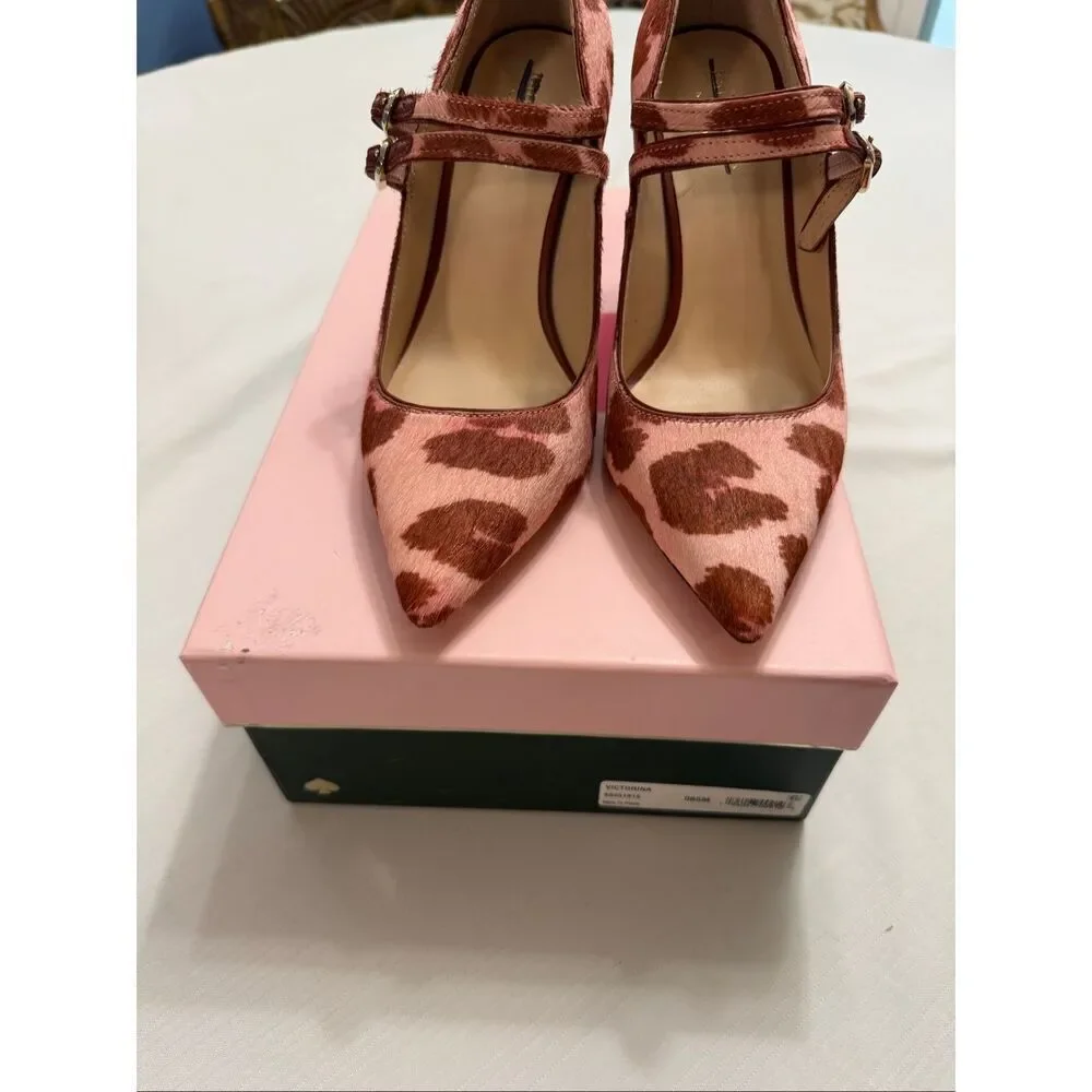 Kate Spade Pink Red Leopard Print Calf Hair NWB Women’s Size 6.5 6 1/2